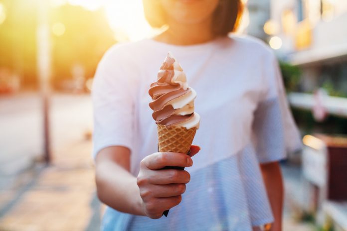 Woman eating ice cream